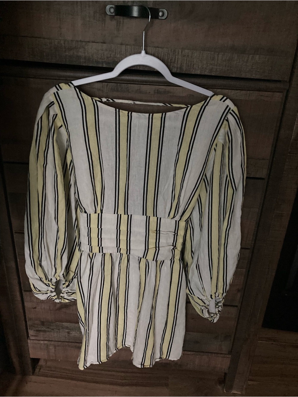 VRG GRL Stripe Yellow and Black Waist-Detail Women’s Dress
